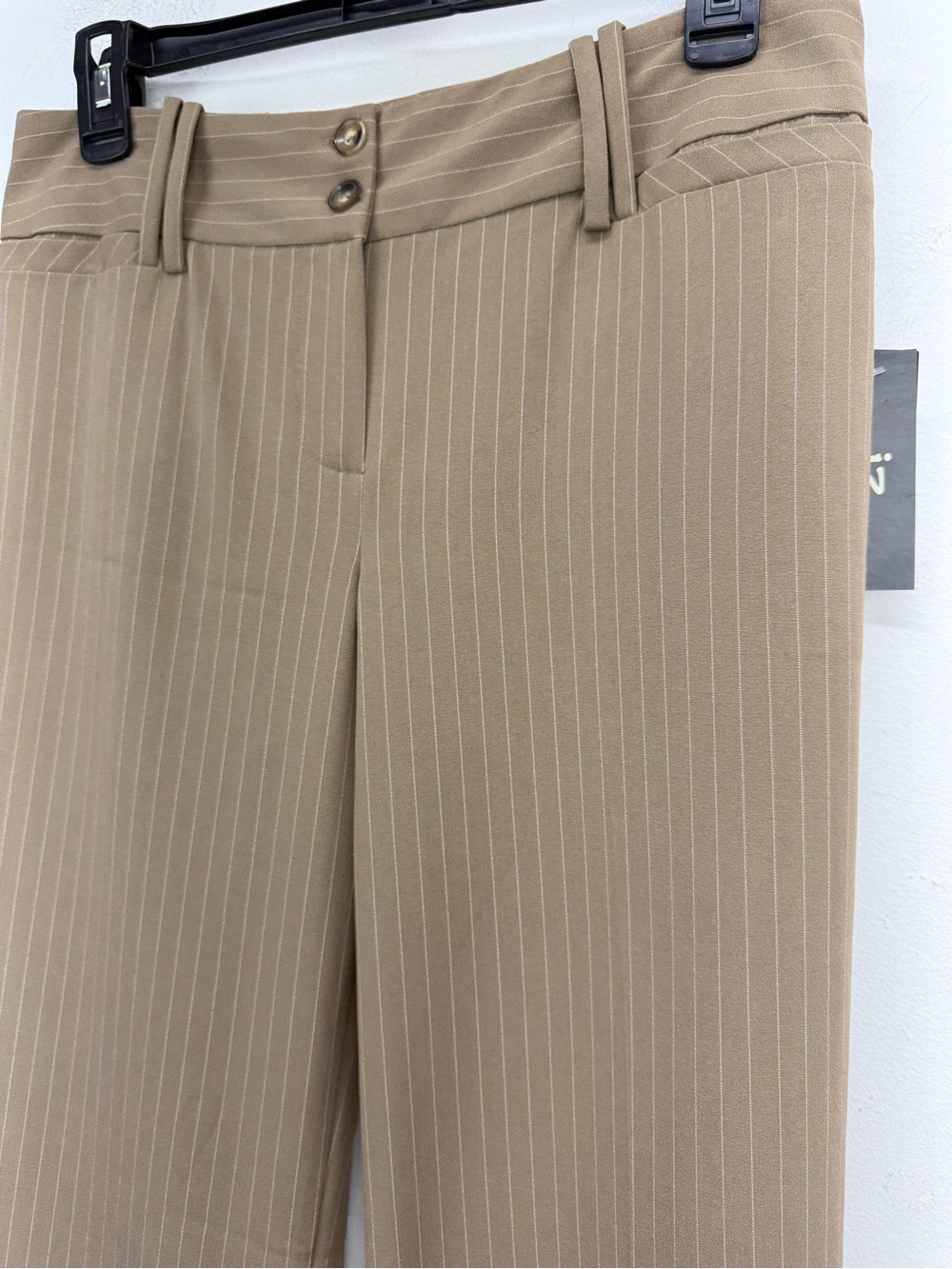 NWT Iz Byer California Sz 7 Juniors Tan Pinstripe Bootcut Flare Leg Dress Pants - Picture 2 of 5